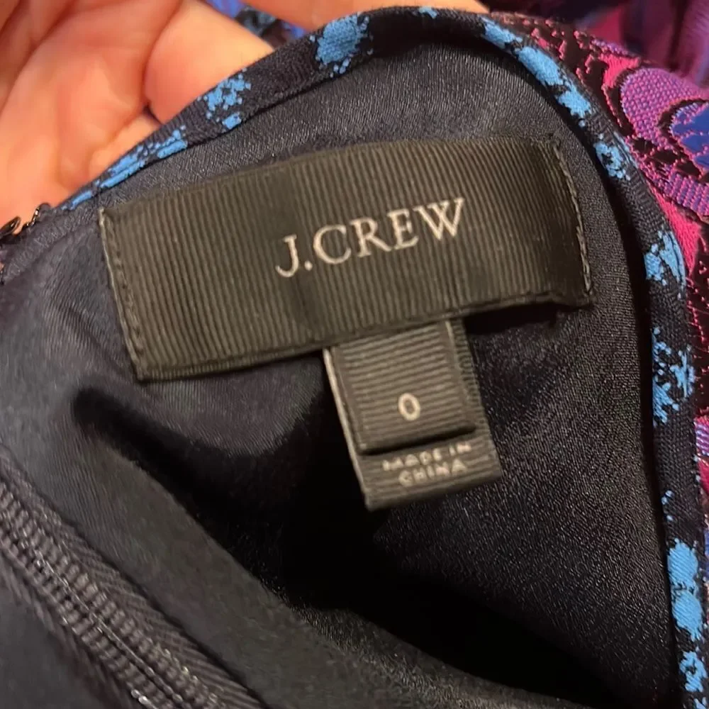 J Crew Sleeveless Floral Print Jacquard Shift Dress in Midnight 0